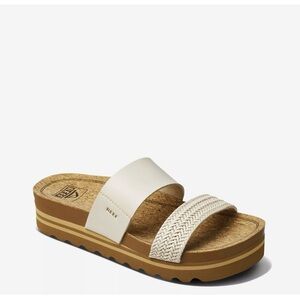 Reef Women's Cream and Tan Slide Sandals